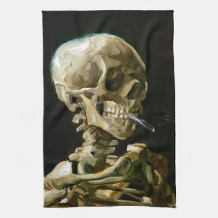 Linge De Cuisine Gogh Head a Skeleton with a Burning Cigarette