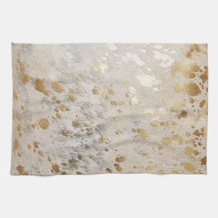 Linge De Cuisine Gold Faux Cowhide Imprimer Metallic Cowgirl Wester