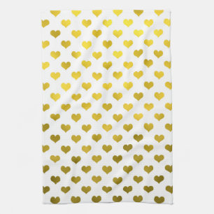 Linge De Cuisine Gold Metallic Faux Foil Hearts Polka Dot Heart