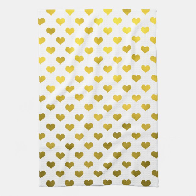 Linge De Cuisine Gold Metallic Faux Foil Hearts Polka Dot Heart (Vertical)