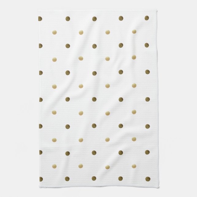 Linge De Cuisine Gold White Pois Golden Dots Design élégant (Vertical)