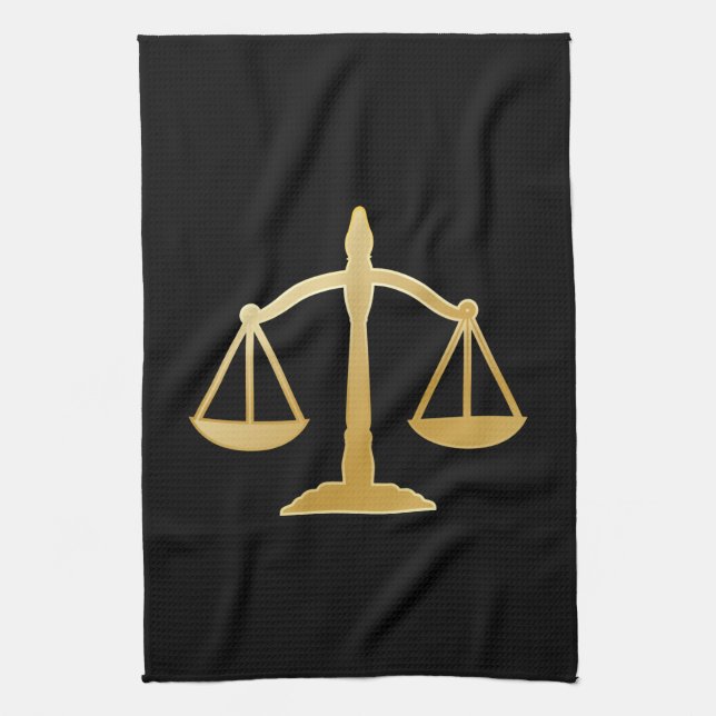 Linge De Cuisine Golden Scales of Justice Law Theme (Vertical)
