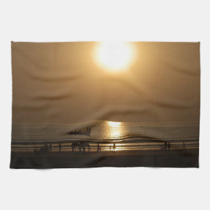 Linge De Cuisine Golden Summer Sunset Réflexion sur la plage