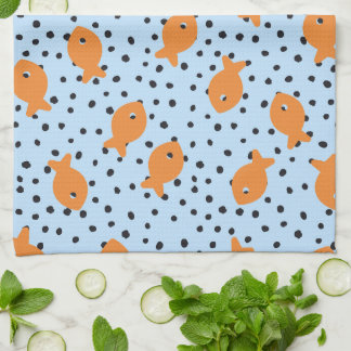 Linge De Cuisine Goldfish Design Orange and Blue