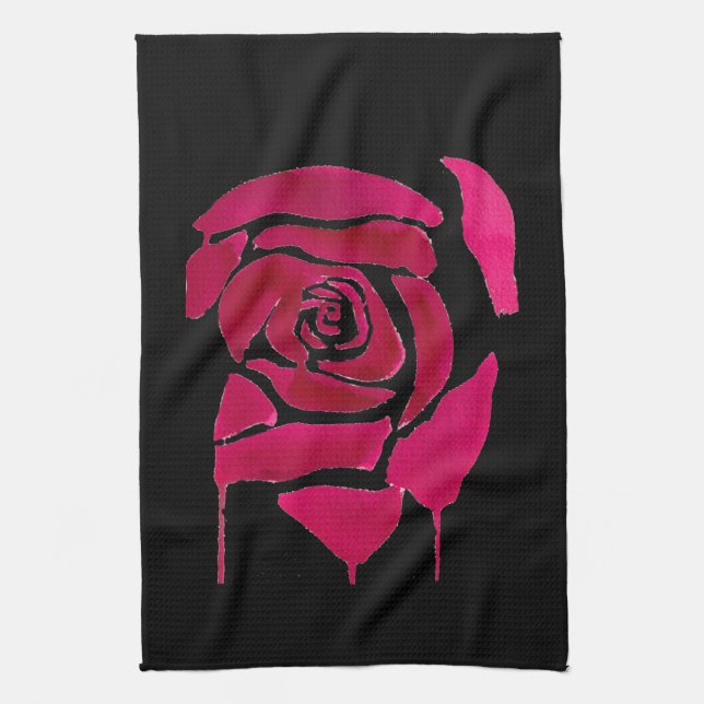 Linge De Cuisine Gothique abstrait rose aquarelle art original (Vertical)