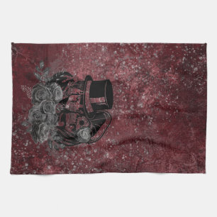 Linge De Cuisine Gothique Kissing Skulls Couple Et Sang Rouge Étern