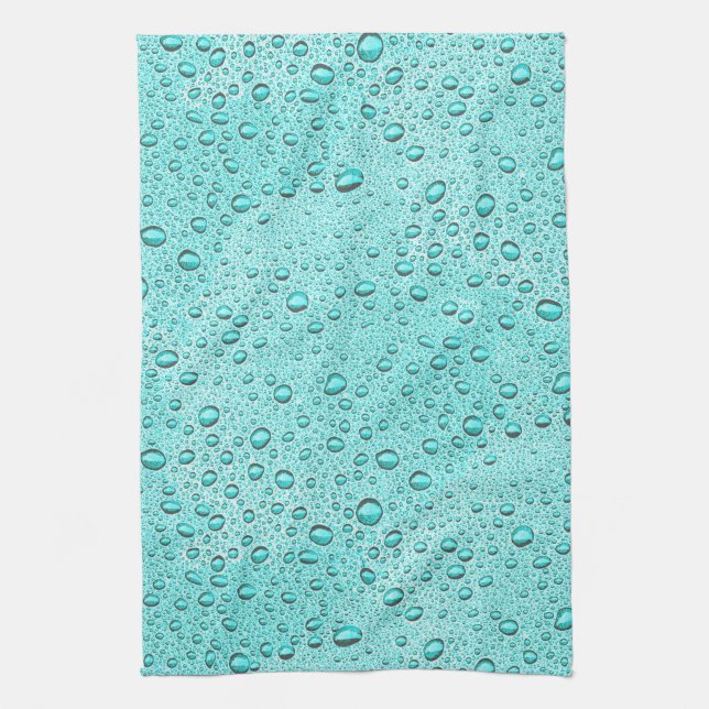 Linge De Cuisine gouttelettes d'eau aquamarines (Vertical)