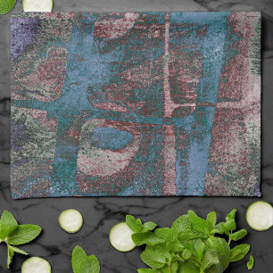 Linge De Cuisine Graffiti peint Grunge   Taupe bleu rouille