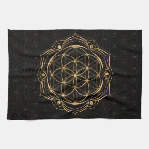 Linge De Cuisine Graine de vie en Lotus - Géométrie sacrée