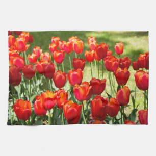 Linge De Cuisine Grand champ de tulipes rouges