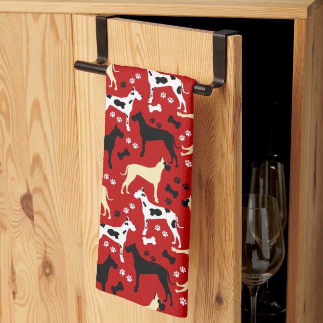Linge De Cuisine Grand Dane Harlequin Faune Danois Noir Danois (Pliage en tiers)
