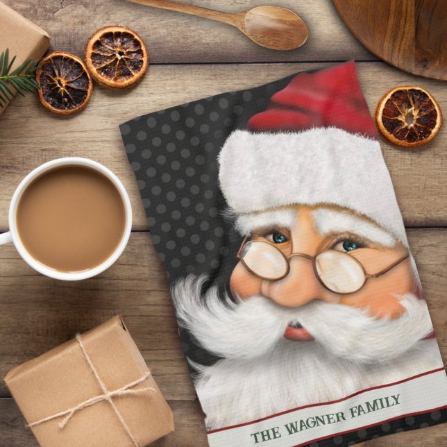 Linge De Cuisine Grand Père Noël traditionnel Noël personnalisé (Créateur téléchargé)