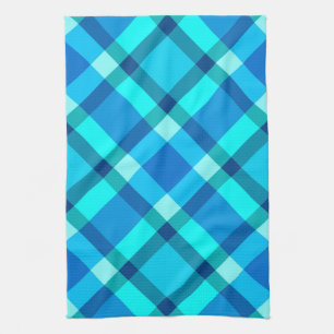 Linge De Cuisine Grand Plaid Moderne, Bleu Cobalt, Aqua & Turquoise