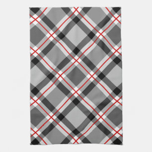 Linge De Cuisine Grand Plaid moderne, noir, blanc, gris et rouge
