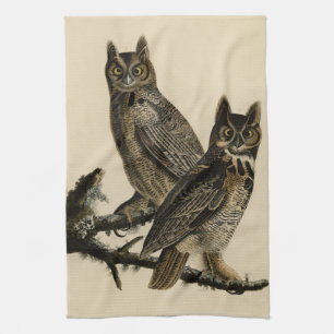 Linge De Cuisine Grande Chouette à la corne des oiseaux d'Amérique
