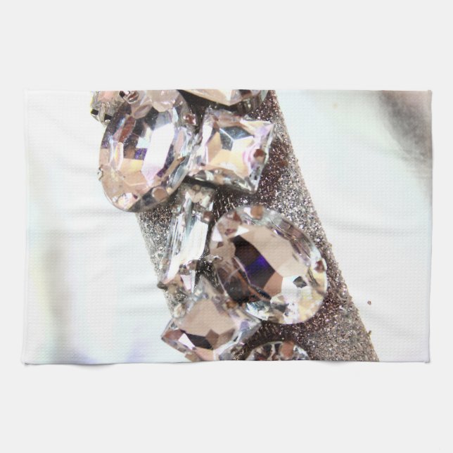 Linge De Cuisine Grandes fausses pierres argentées (Horizontal)