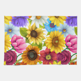 Linge De Cuisine Grandes fleurs colorées botaniques