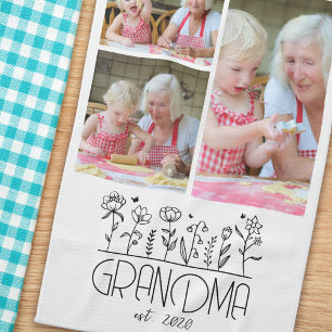 Linge De Cuisine Grandma Photo Collage Fleurs