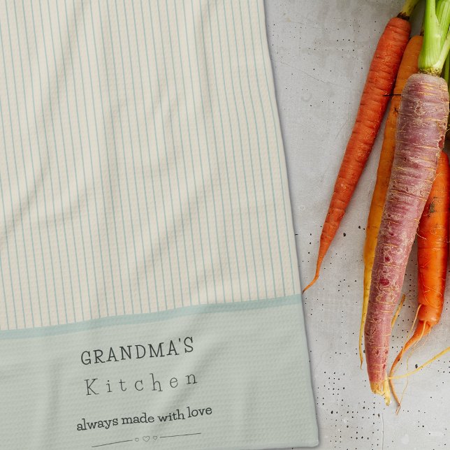 Linge De Cuisine Grandma's Kitchen personnalisé Crème et rayures bl (Créateur téléchargé)