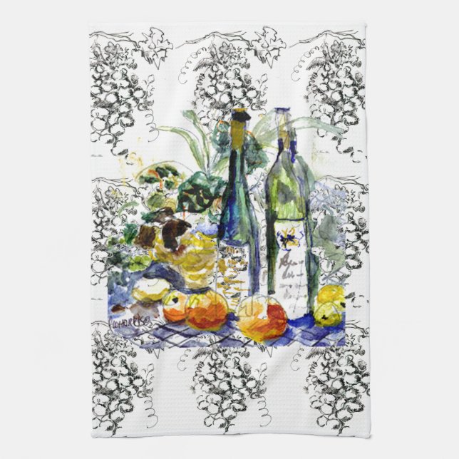 Linge De Cuisine Grapes&bottles (Vertical)
