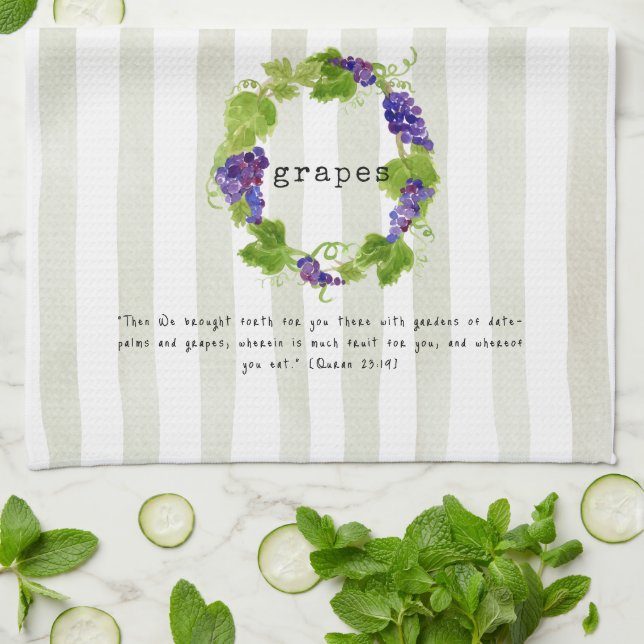 Linge De Cuisine Grapes - Quran Verse (Plié)