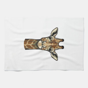 Linge De Cuisine Gravure vintage girafe design d'art vectoriel_1