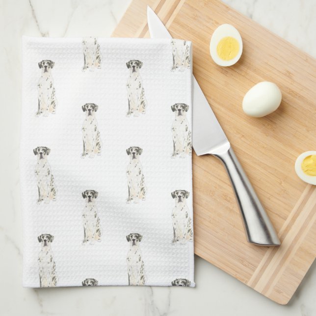 Linge De Cuisine Great Dane (Arlequin blanc noir) (Quart Plié)