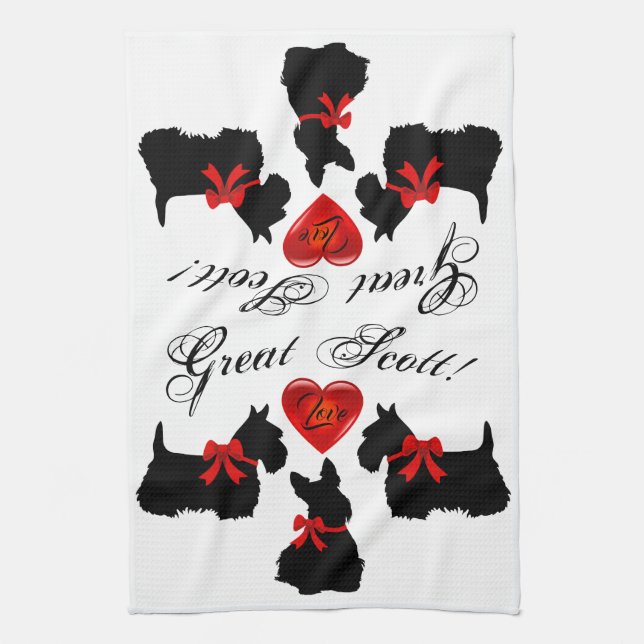 Linge De Cuisine "Great Scott !", coeur d'amour écossais Terrier/ro (Vertical)