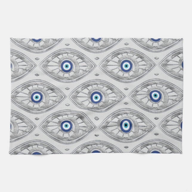 Linge De Cuisine Grec Mati Mataki - motif d'oeil mauvais de (Horizontal)