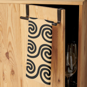 Linge De Cuisine Grec Meander Key Waves Motif Brown