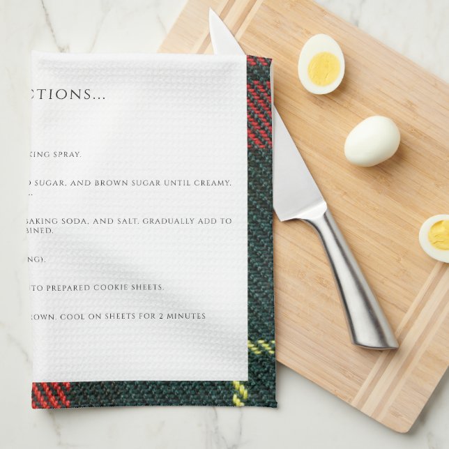 Linge De Cuisine Green and Red Christmas Family Recipe Keepsake (Quart Plié)