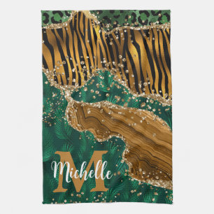 Linge De Cuisine Green & Gold Safari Parties scintillant animale Ag