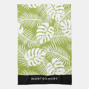 Linge De Cuisine Green Palm Feuille Rainforest Motif Personnalisé