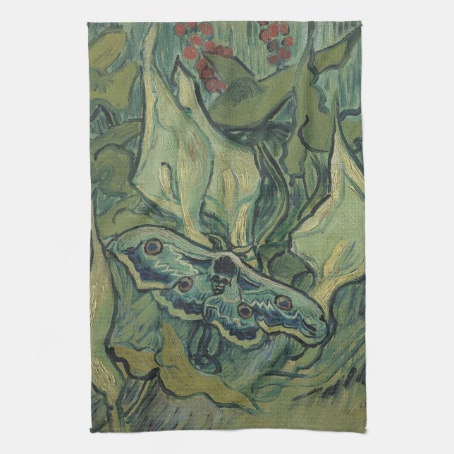 Linge De Cuisine Green Peacock (Empereur) Moth de Vincent van Gogh (Vertical)