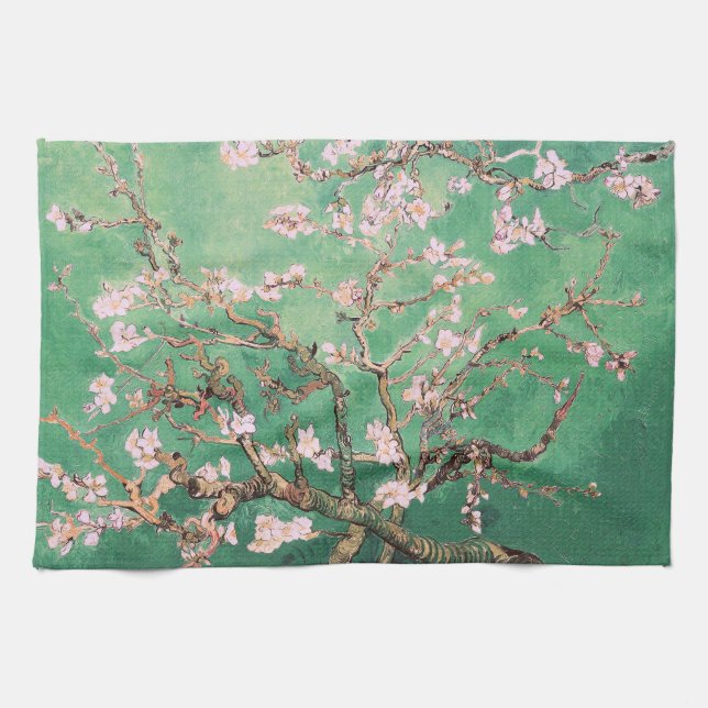 Linge De Cuisine Green Van Gogh Almond Blossoms (Horizontal)