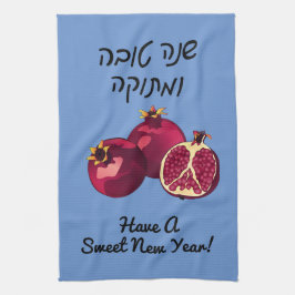 Linge De Cuisine Grenade personnalisée Shanah Tovah Bleu