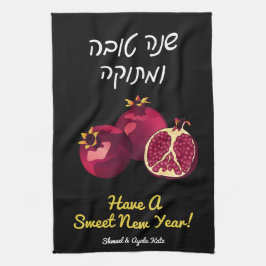 Linge De Cuisine Grenade Shanah Tovah personnalisée Noir