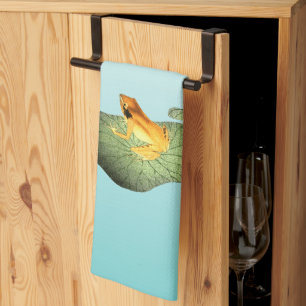 Linge De Cuisine Grenouille jaune sur feuille de lotus