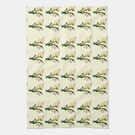 Linge De Cuisine Grenouille rétro sur un vélo avec des fleurs