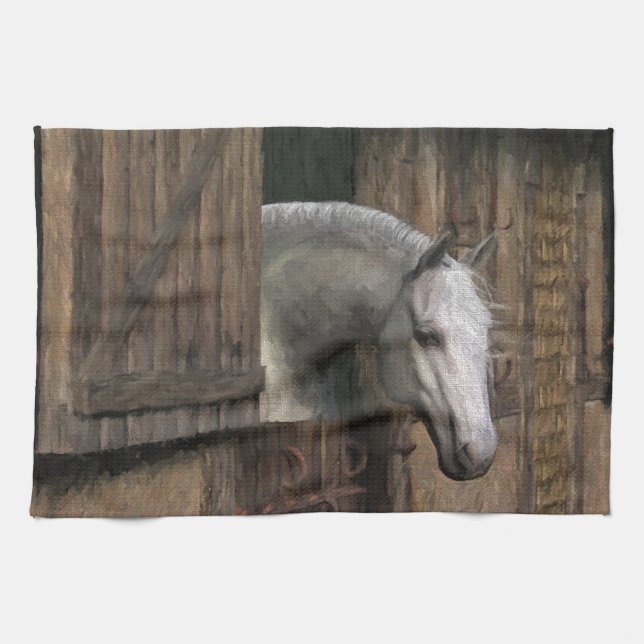 Linge De Cuisine Grey Horse (Horizontal)