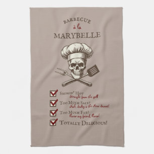 Linge De Cuisine Grill Master Skully - Illustration crâne Vintage