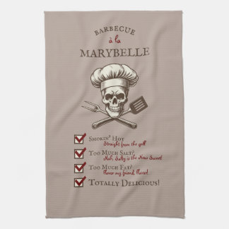 Linge De Cuisine Grill Master Skully - Illustration crâne Vintage
