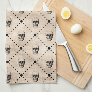 Linge De Cuisine Grille des crânes de Goth vintage