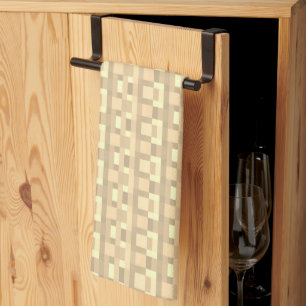 Linge De Cuisine Grille en bloc jaune beige brun doux