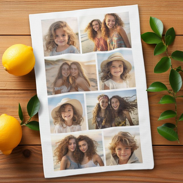 Linge De Cuisine Grille photo minimal 8 - Blanc (Custom Kitchen Towel with Photo Collage)