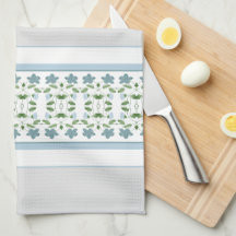 Gris Avec Floral Bleu