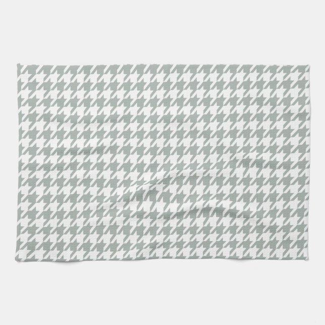 Linge De Cuisine Gris cendré ; Houndstooth gris (Horizontal)
