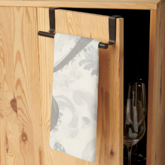 Linge De Cuisine Gris neutre et blanc abstrait