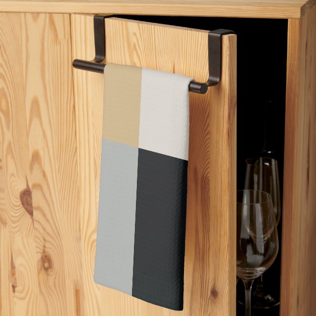 Linge De Cuisine Gris, noir et tan (Pliage en tiers)