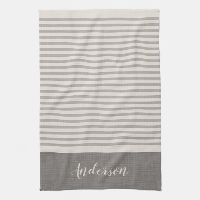 Linge De Cuisine Gris Turc Gris Gris Gris Monogramme | Agritourisme (Vertical)